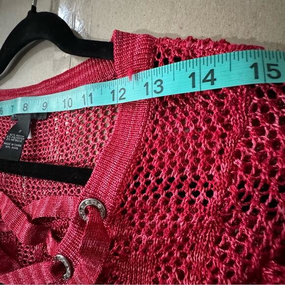 INC International Concepts Women's Small Diamond Lace Up Tie Long sleeve - Picture 9 of 14